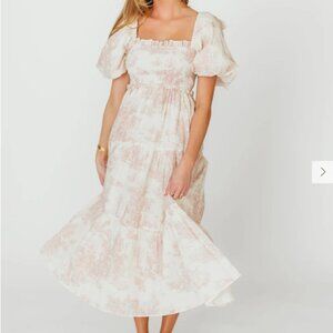 NWT Worth Collective Elena 100% Cotton Midi Dress in Pink - Bump Friendly